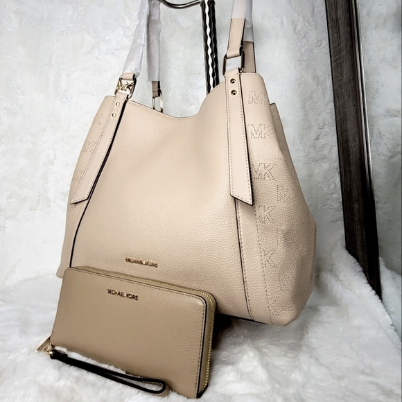 🍒 NWT Michael Kors 2 SET Convertible Shoulder Bag Tote Purse Wallet Signature - Picture 11 of 14